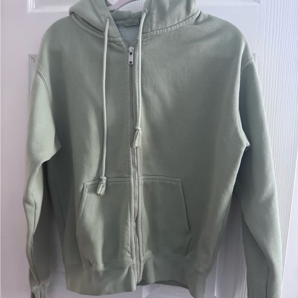Brandy Melville Mint Green Zip-Up Hoodie Regular Fit